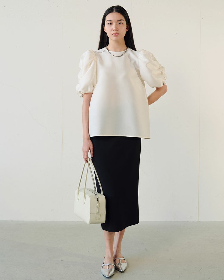 オクタダブルクロス・袖シャーリングブラウス 詳細画像 アイボリー 6