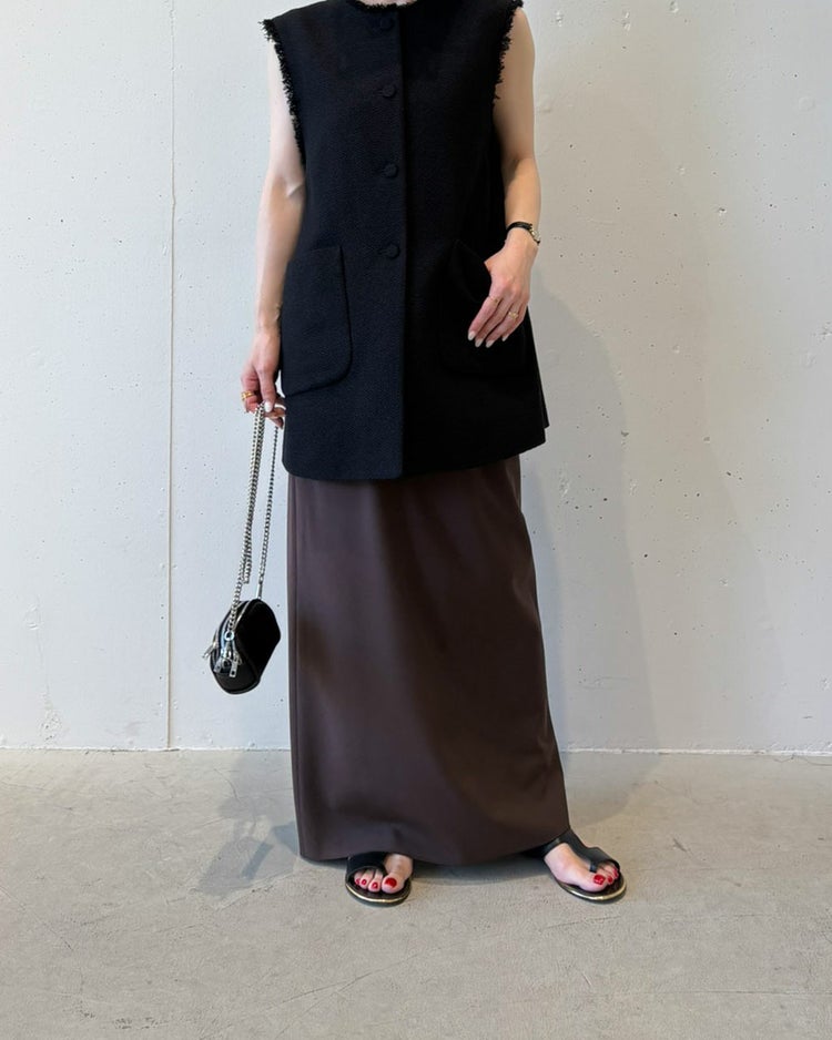 ドライタッチツイル・バイアスロングスカート 詳細画像 ブラウン 2