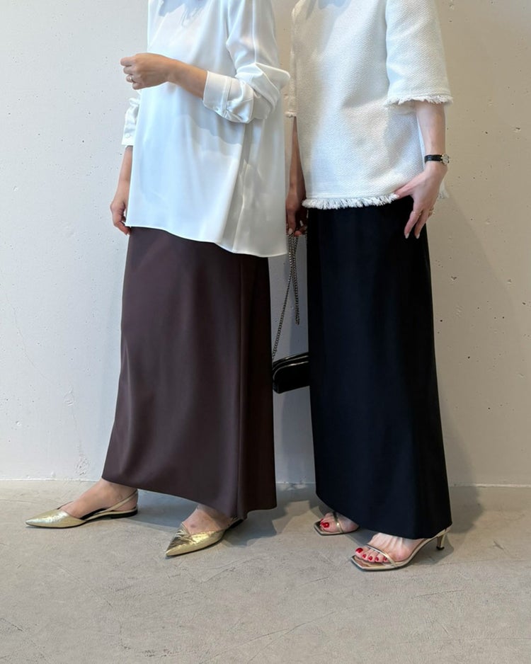 ドライタッチツイル・バイアスロングスカート 詳細画像 ブラウン 7