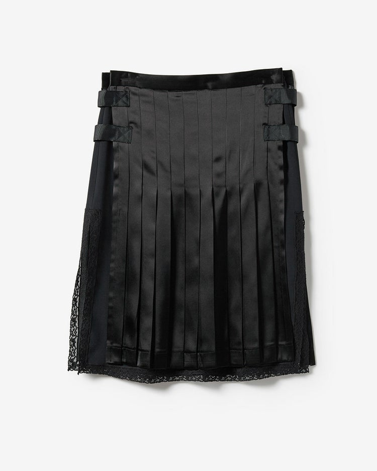 ダブルサテン・レイヤードプリーツスカート 詳細画像 ブラック 10