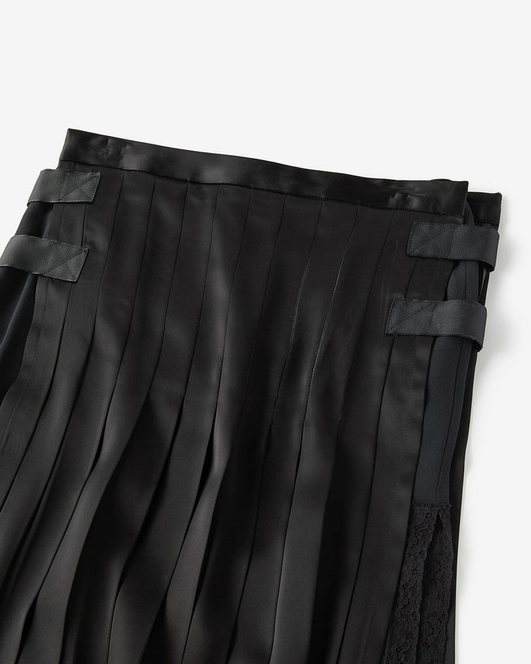 ダブルサテン・レイヤードプリーツスカート 詳細画像 ブラック 2