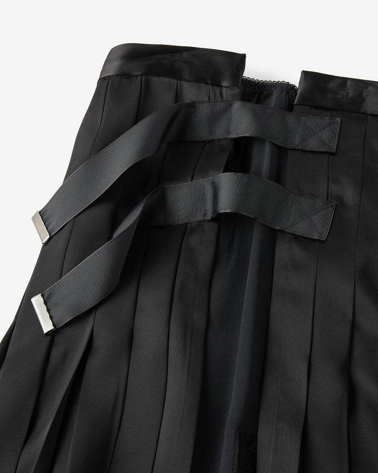 ダブルサテン・レイヤードプリーツスカート 詳細画像 ブラック 4