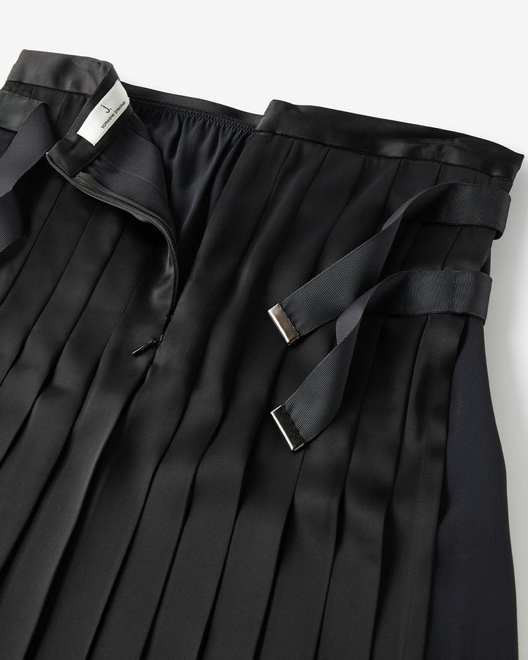 ダブルサテン・レイヤードプリーツスカート 詳細画像 ブラック 5