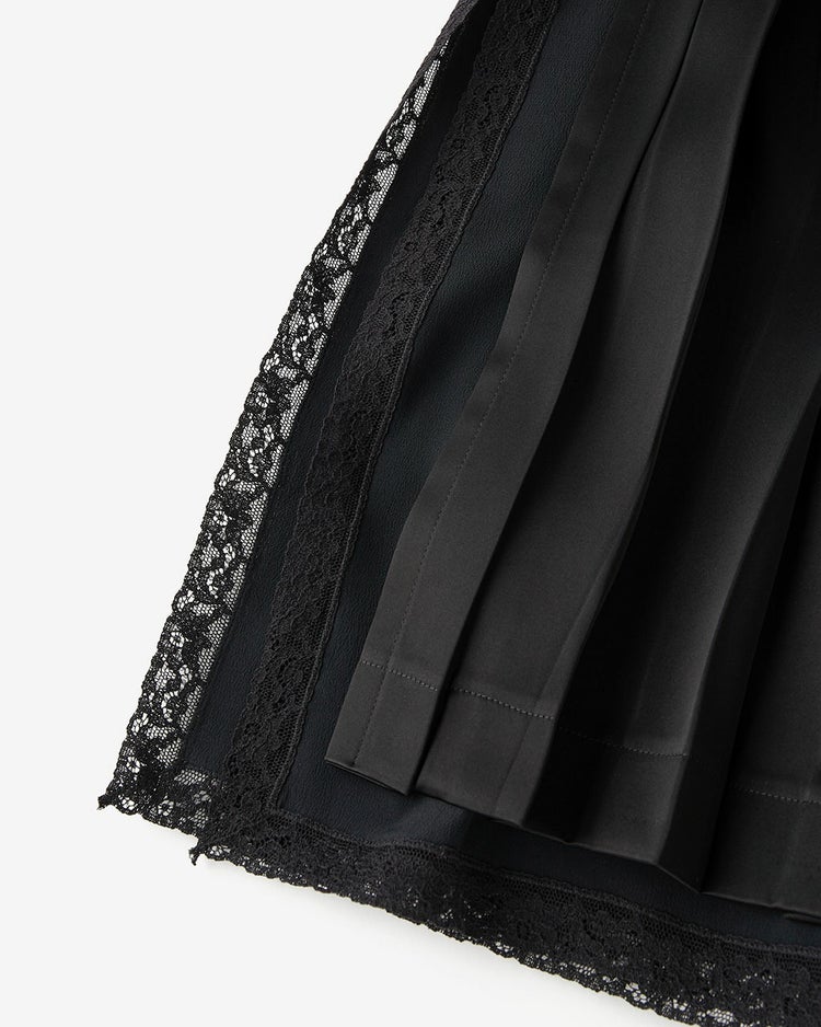 ダブルサテン・レイヤードプリーツスカート 詳細画像 ブラック 8