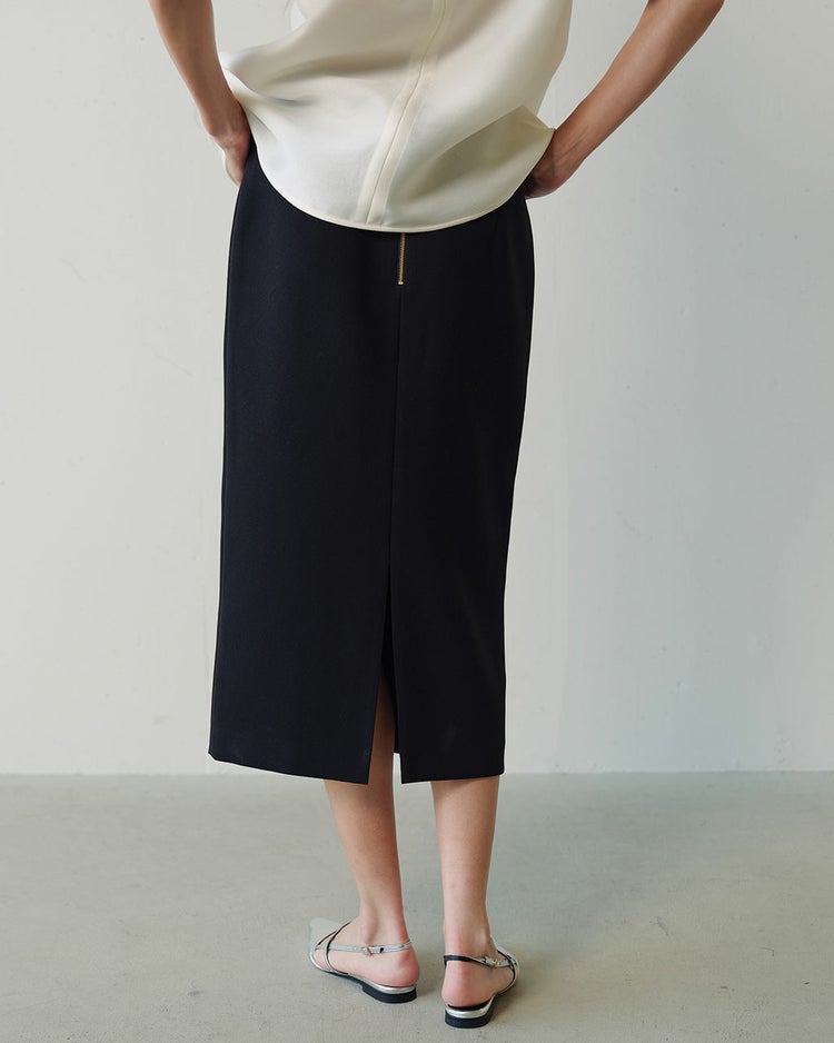 ダブルジョーゼット・タイトスカート 詳細画像 ブラック 2