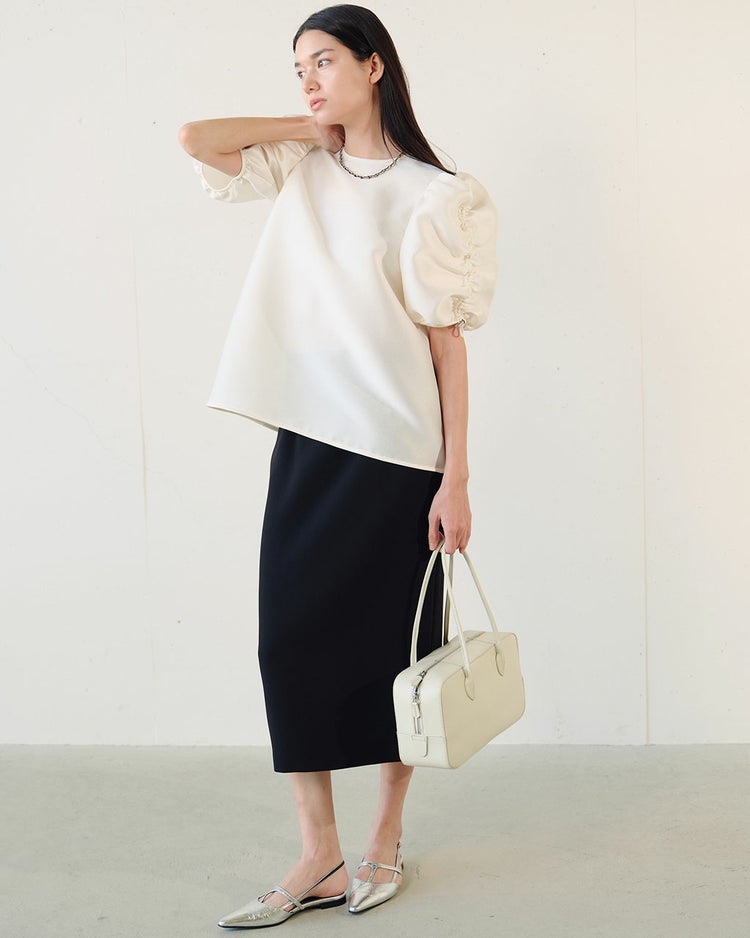 ダブルジョーゼット・タイトスカート 詳細画像 ブラック 3