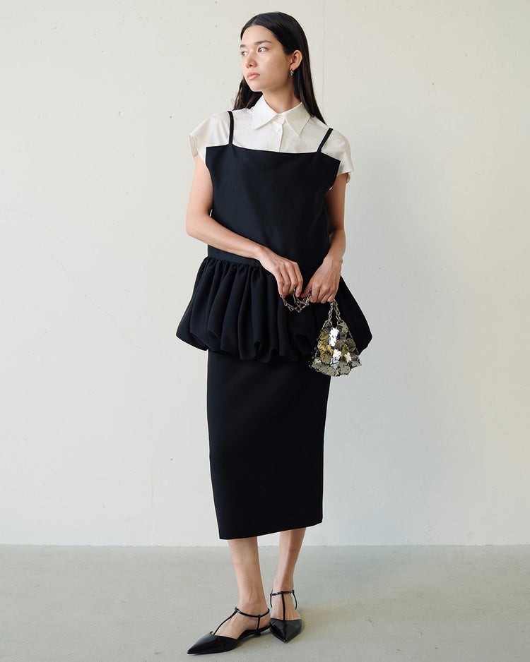 ダブルジョーゼット・タイトスカート 詳細画像 ブラック 5