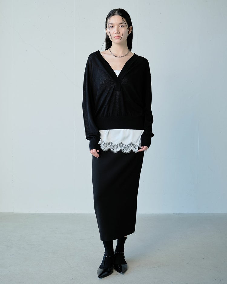 ダブルジョーゼット・タイトスカート 詳細画像 ブラック 6