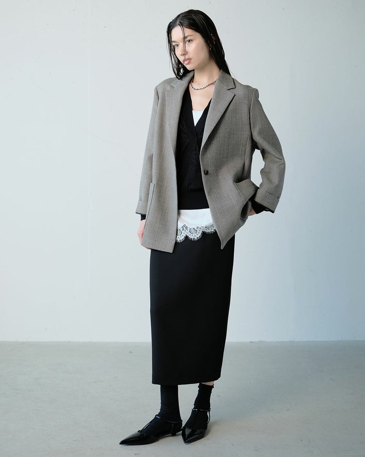 ダブルジョーゼット・タイトスカート 詳細画像 ブラック 7