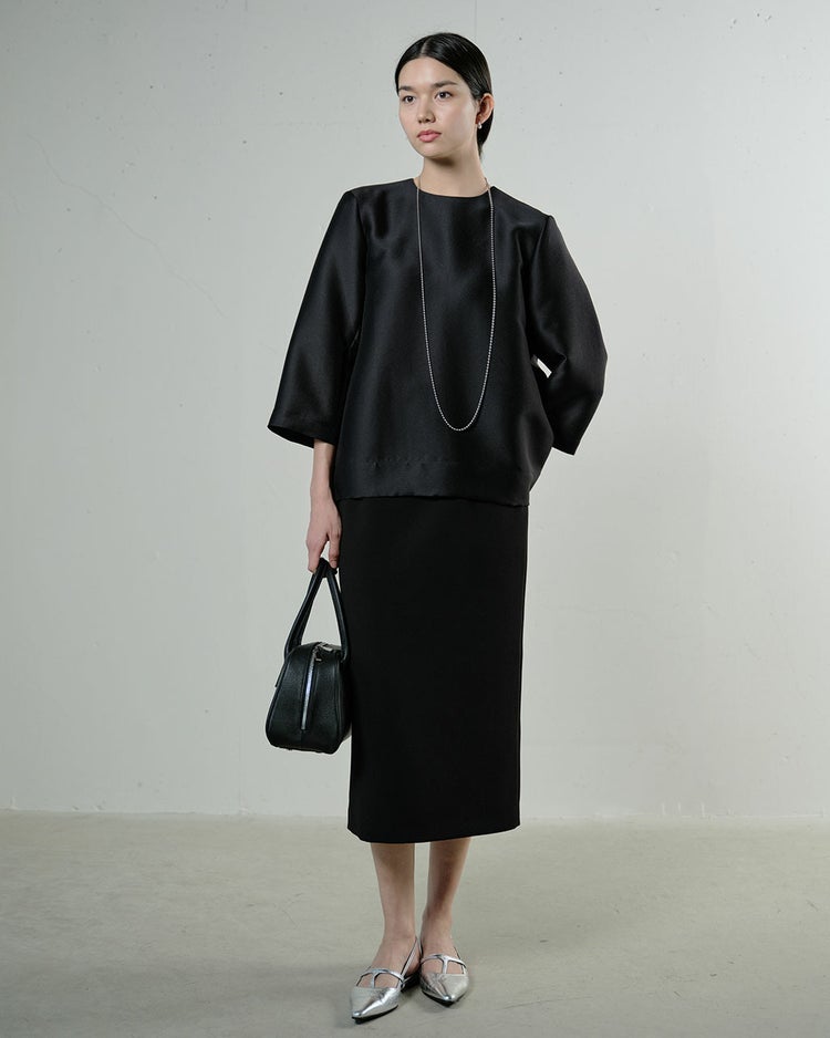 ダブルジョーゼット・タイトスカート 詳細画像 ブラック 8