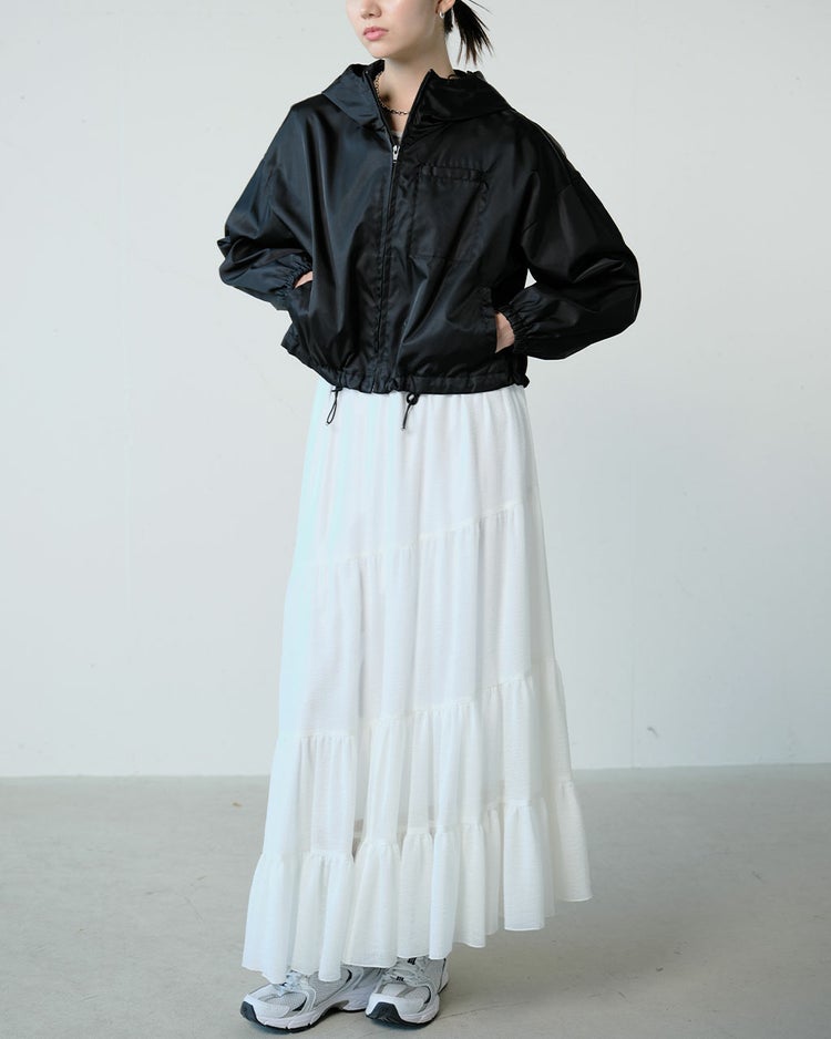 楊柳アセテート・ティアードスカート 詳細画像 ホワイト 2