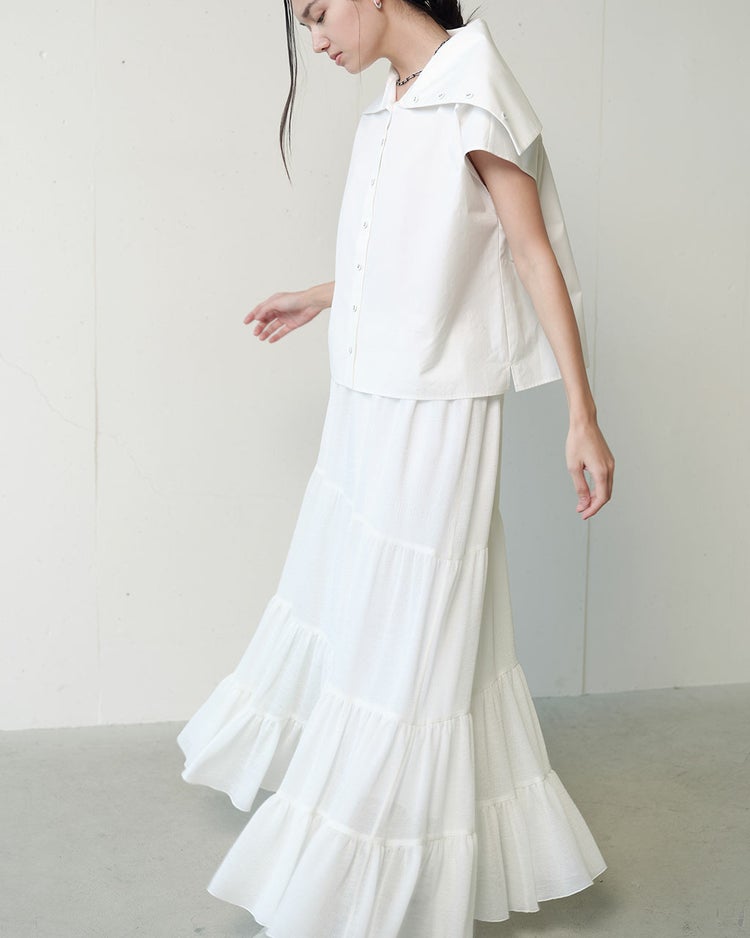 楊柳アセテート・ティアードスカート 詳細画像 ホワイト 6