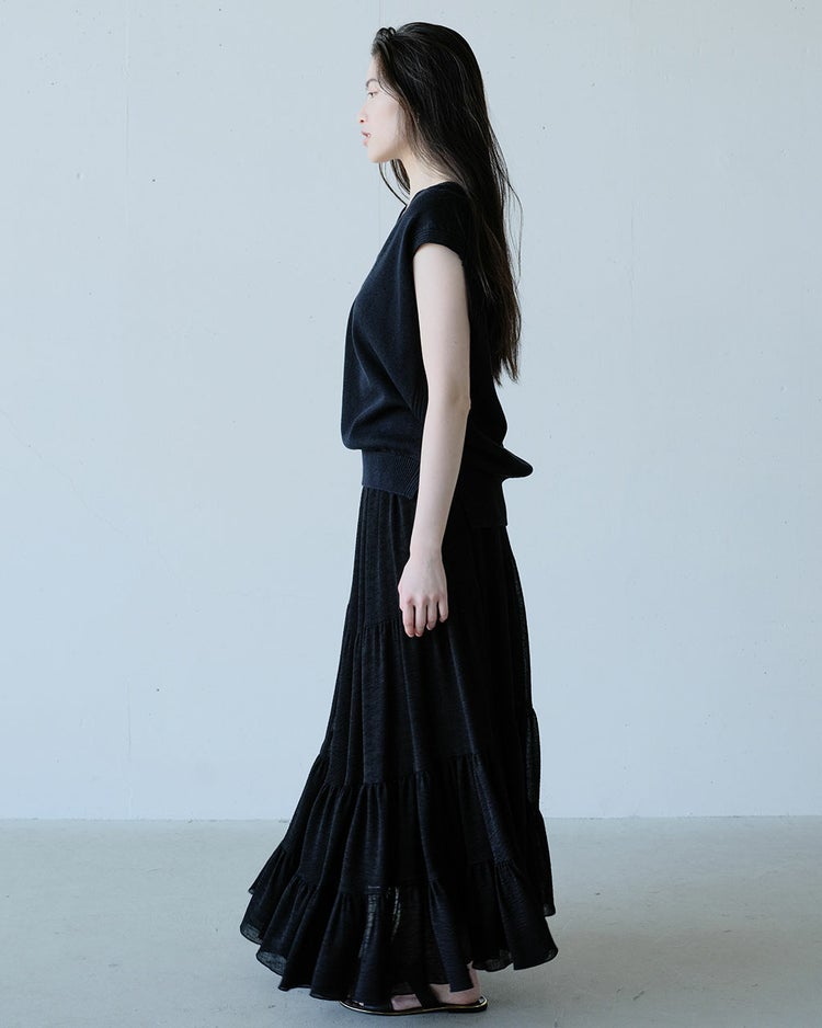 楊柳アセテート・ティアードスカート 詳細画像 ブラック 4