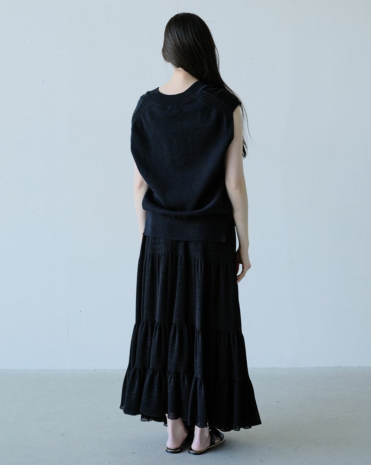 楊柳アセテート・ティアードスカート 詳細画像 ブラック 5