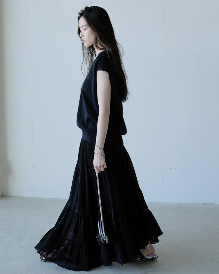 楊柳アセテート・ティアードスカート 詳細画像 ブラック 7