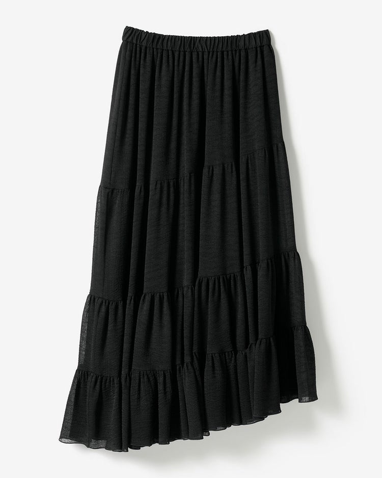 楊柳アセテート・ティアードスカート 詳細画像 ブラック 8
