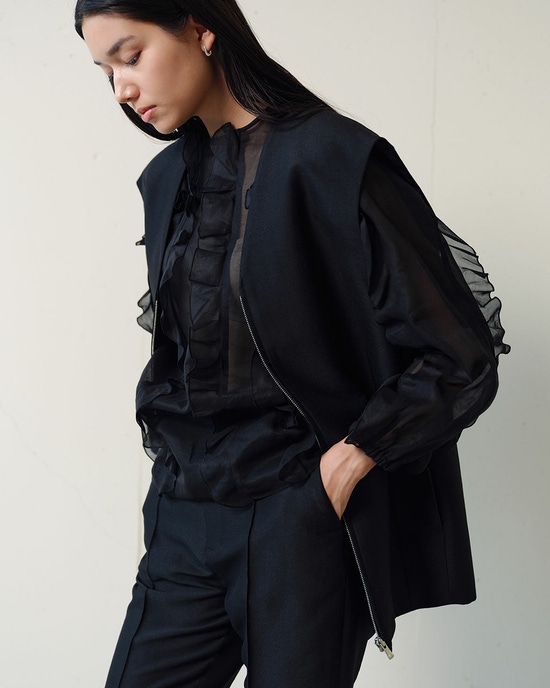 シルキーダブルフェイス・コクーンジレ