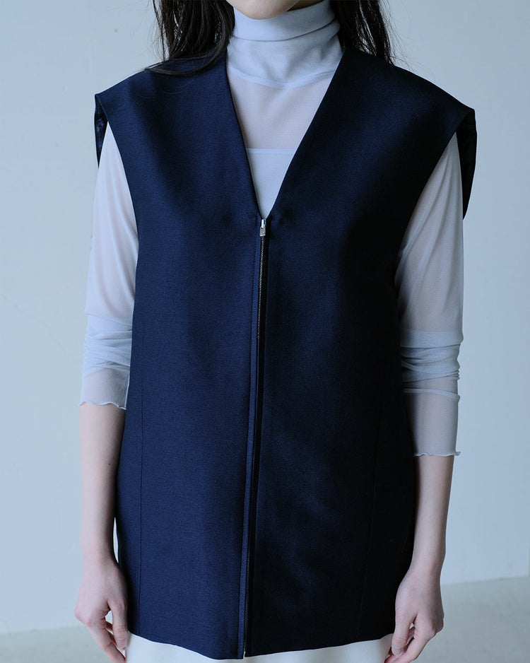 シルキーダブルフェイス・コクーンジレ 詳細画像 ネイビー 2