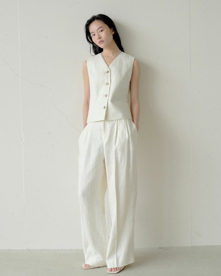 オックスリネン・ボタンベスト 詳細画像 アイボリー 6