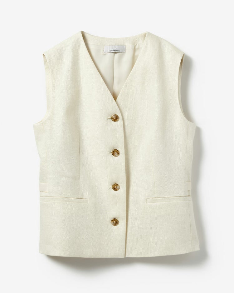 オックスリネン・ボタンベスト 詳細画像 アイボリー 8