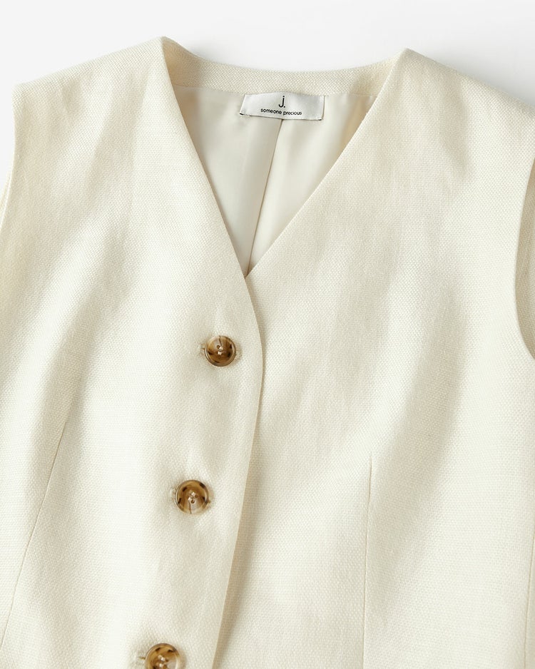 オックスリネン・ボタンベスト 詳細画像 アイボリー 9