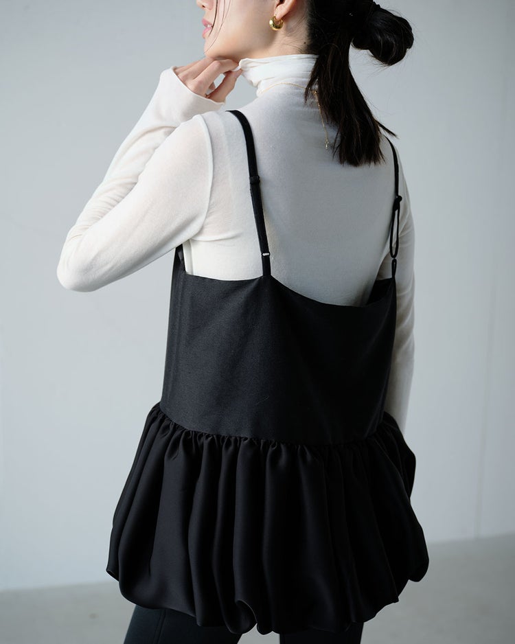 シルキーダブルフェイス・バルーンペプラムキャミ 詳細画像 ブラック 2