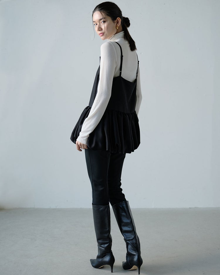 シルキーダブルフェイス・バルーンペプラムキャミ 詳細画像 ブラック 3