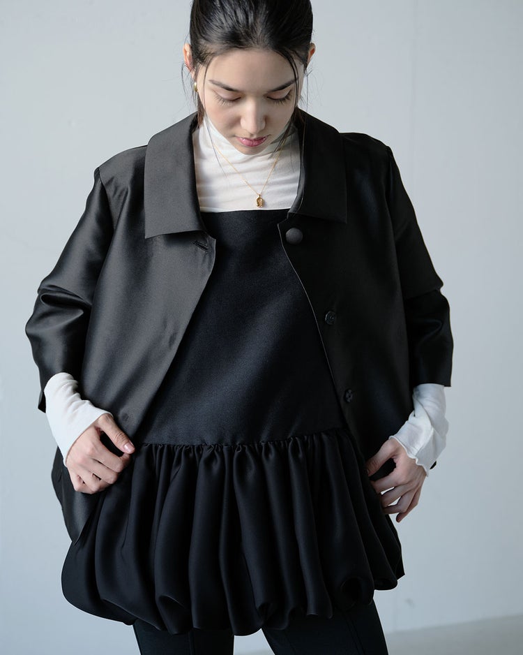 シルキーダブルフェイス・バルーンペプラムキャミ 詳細画像 ブラック 5