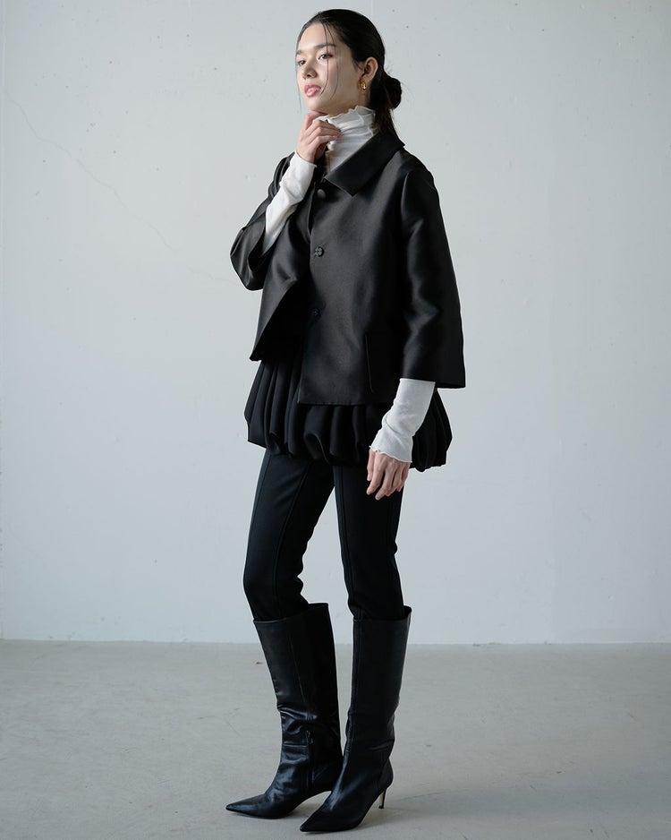 シルキーダブルフェイス・バルーンペプラムキャミ 詳細画像 ブラック 6