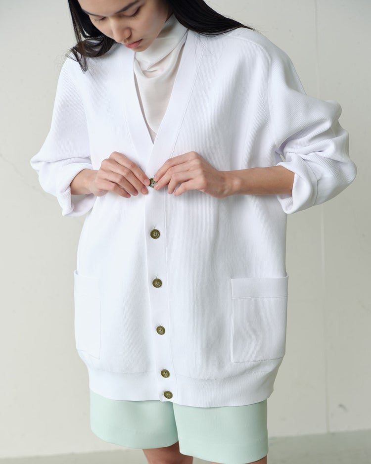 ストレッチニット・Vネックカーディガン 詳細画像 ホワイト 4