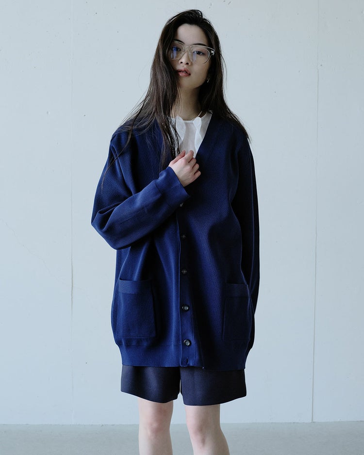 ストレッチニット・Vネックカーディガン 詳細画像 ネイビー 2