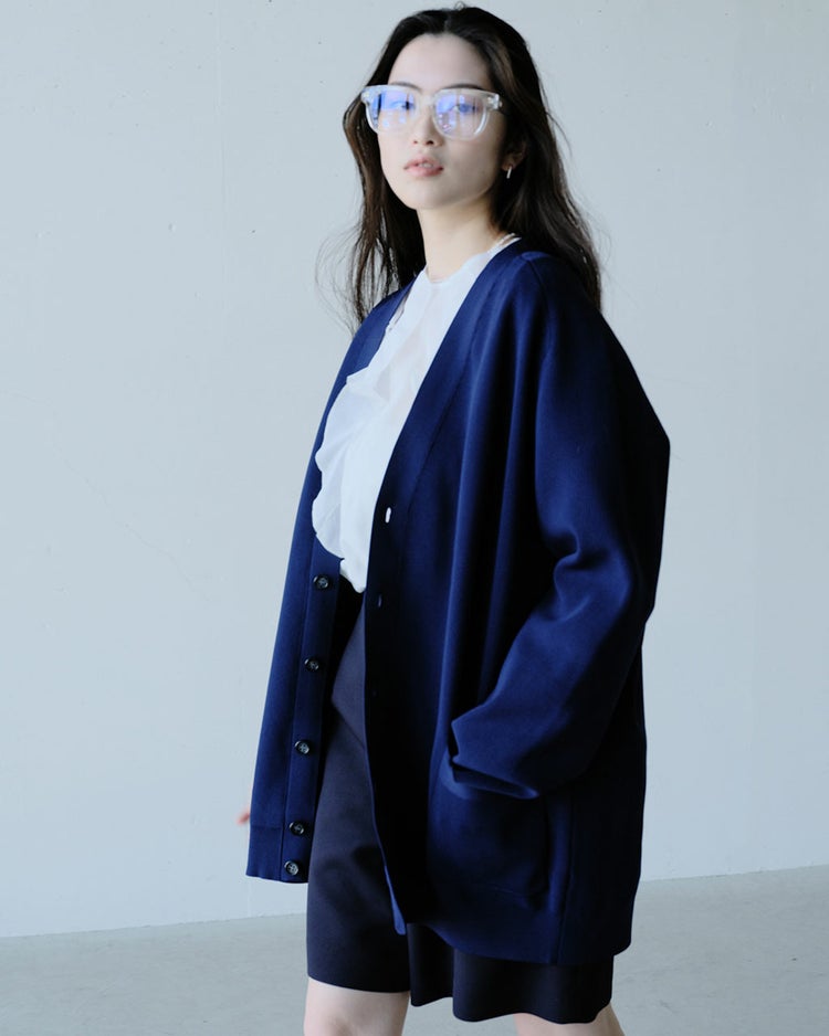 ストレッチニット・Vネックカーディガン 詳細画像 ネイビー 3