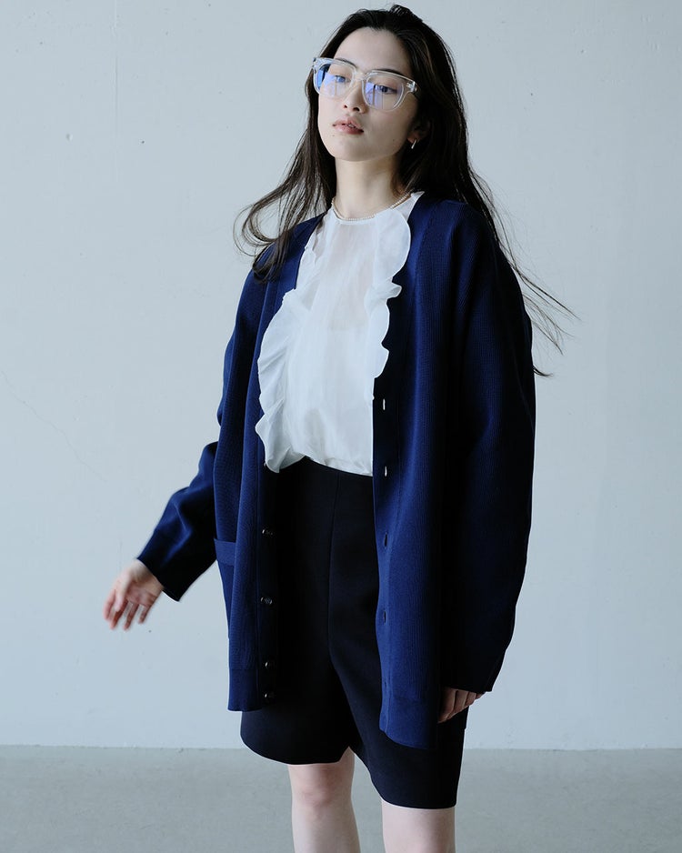 ストレッチニット・Vネックカーディガン 詳細画像 ネイビー 5