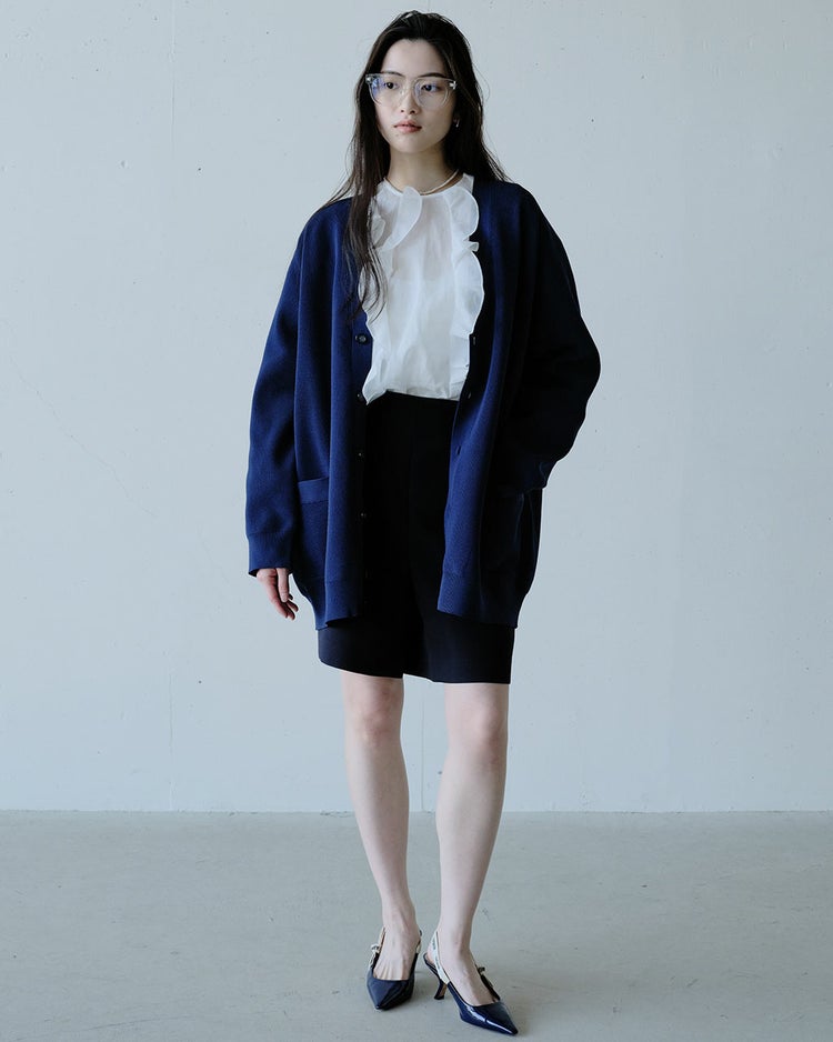 ストレッチニット・Vネックカーディガン 詳細画像 ネイビー 6