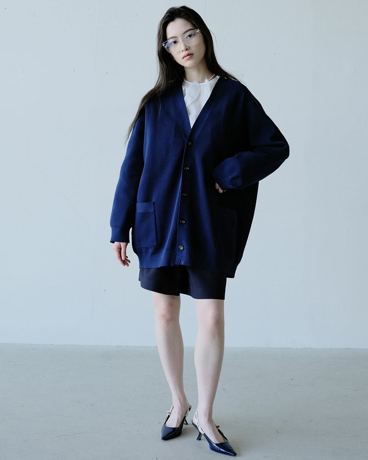 ストレッチニット・Vネックカーディガン 詳細画像 ネイビー 7