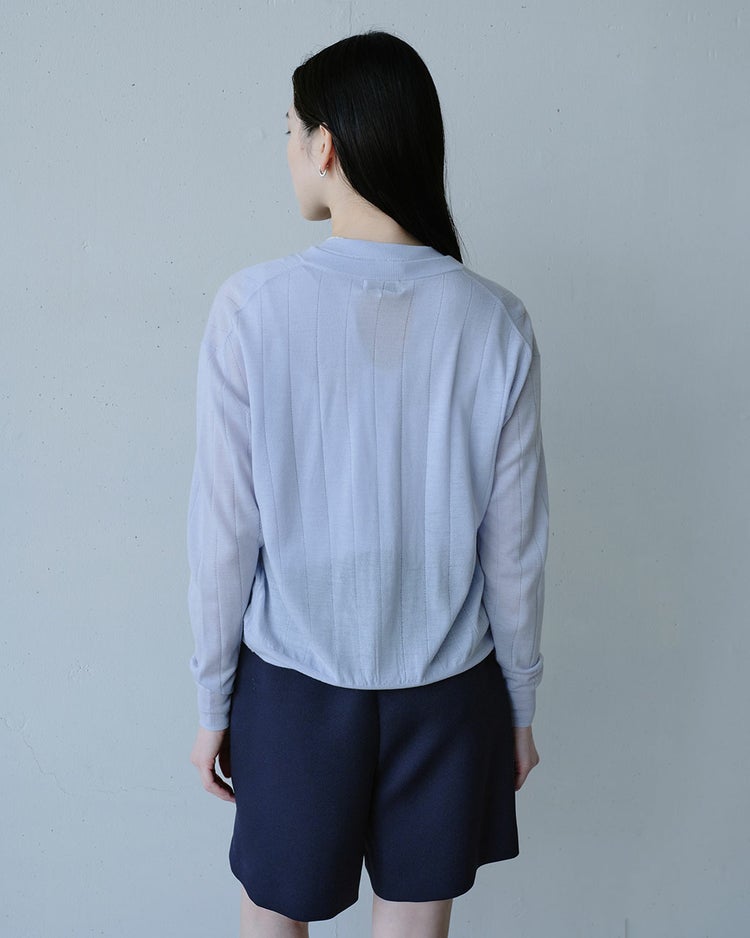 ハイゲージニット・透かし編みカーディガン 詳細画像 ライトグレー 5