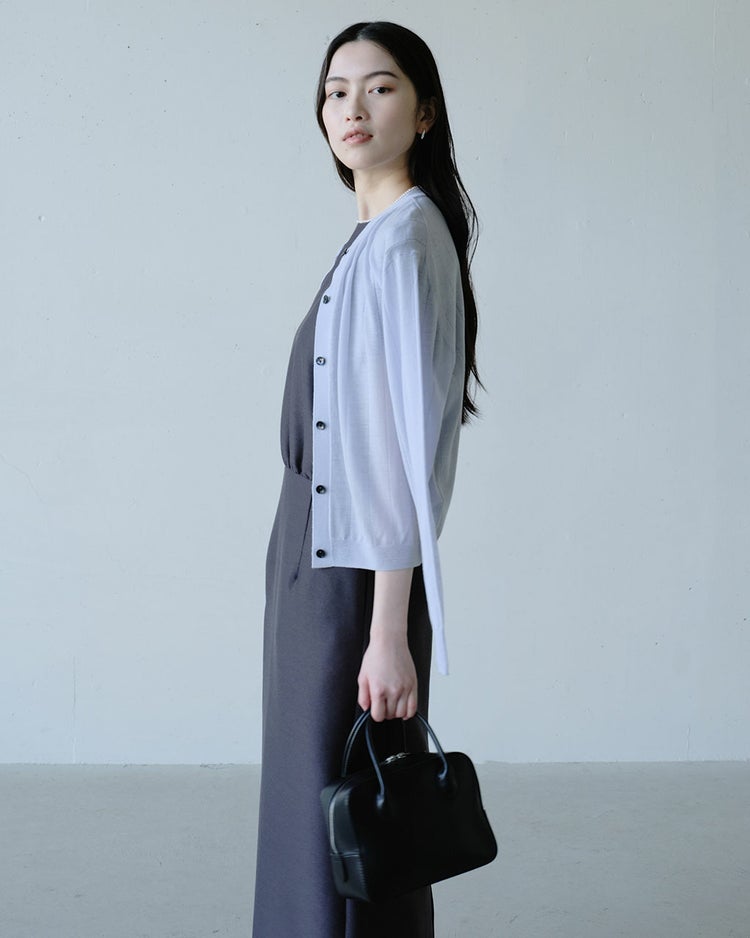 ハイゲージニット・透かし編みカーディガン 詳細画像 ライトグレー 6