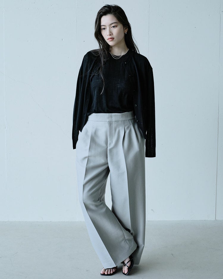 ハイゲージニット・透かし編みカーディガン 詳細画像 ブラック 5