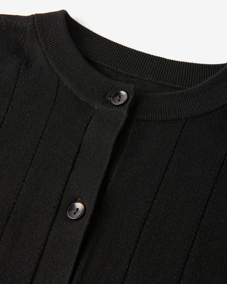 ハイゲージニット・透かし編みカーディガン 詳細画像 ブラック 8