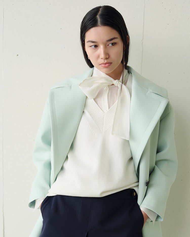 コットンニット・Vネックベスト 詳細画像 オフホワイト 2