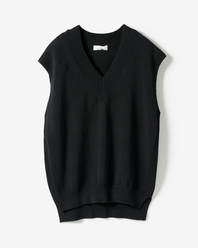 コットンニット・Vネックベスト 詳細画像 ブラック 10