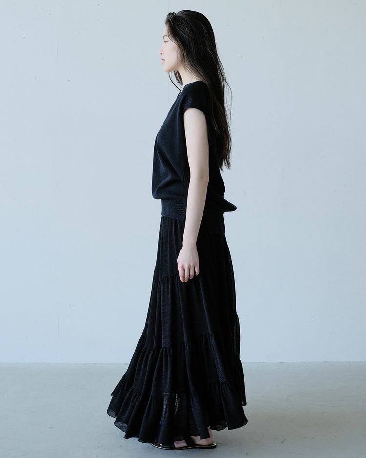 コットンニット・Vネックベスト 詳細画像 ブラック 5