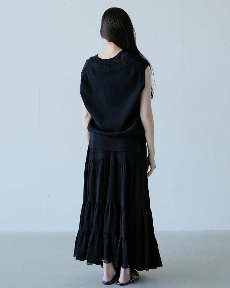 コットンニット・Vネックベスト 詳細画像 ブラック 6