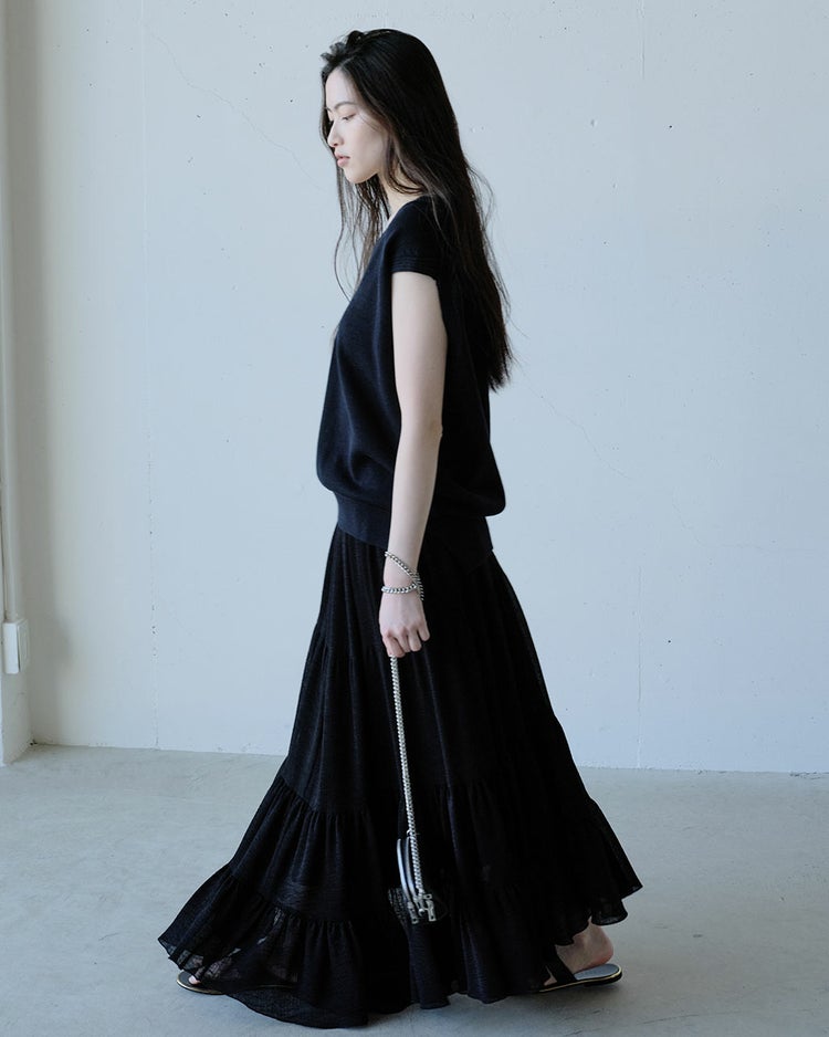 コットンニット・Vネックベスト 詳細画像 ブラック 7