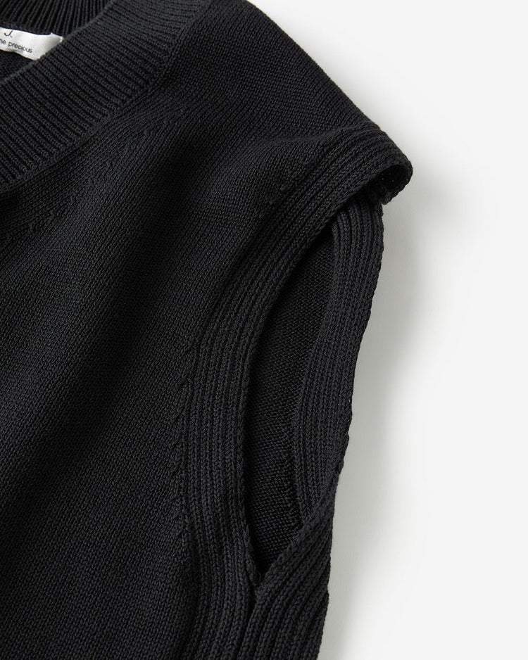 コットンニット・Vネックベスト 詳細画像 ブラック 8