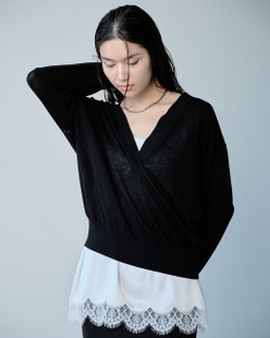 ドレープウール・深Vネックセーター