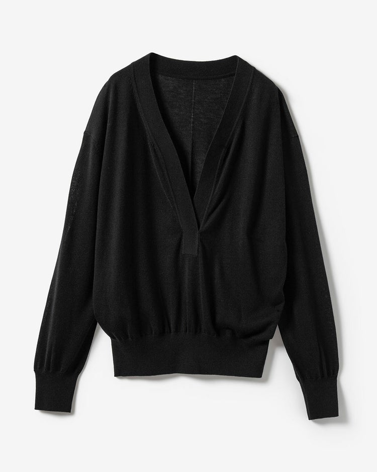 ドレープウール・深Vネックセーター 詳細画像 ブラック 10