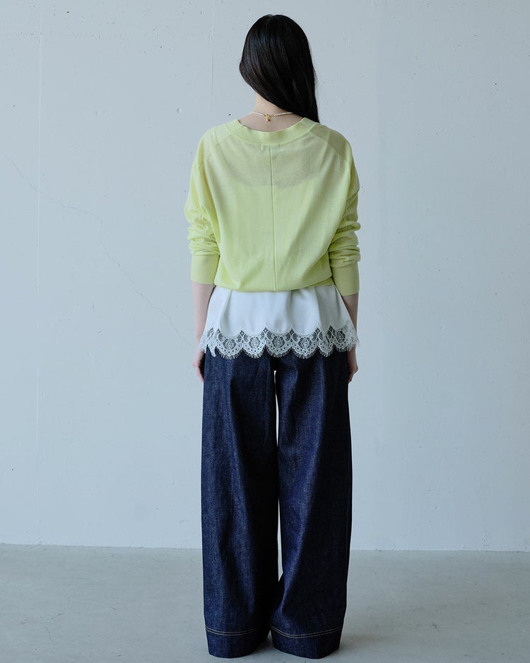 ドレープウール・深Vネックセーター 詳細画像 ライム 5