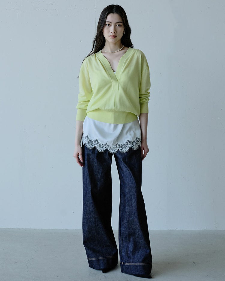 ドレープウール・深Vネックセーター 詳細画像 ライム 6