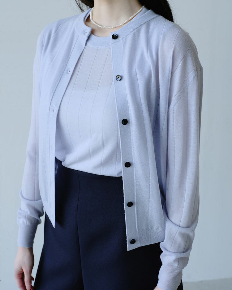 ハイゲージニット・透かし編みトップス 詳細画像 ライトグレー 4